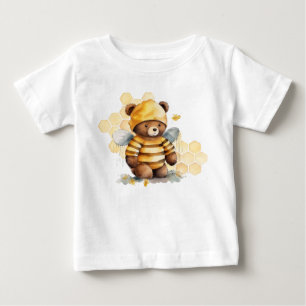 Waben und brauner Honig-Teddybär Baby T-shirt