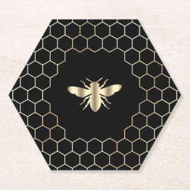 Wabendesign aus Hexagonen auf schwarz Untersetzer