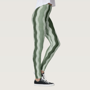 Wabi Sabi Abstrakt Wavy River, Forest Green, Sage Leggings