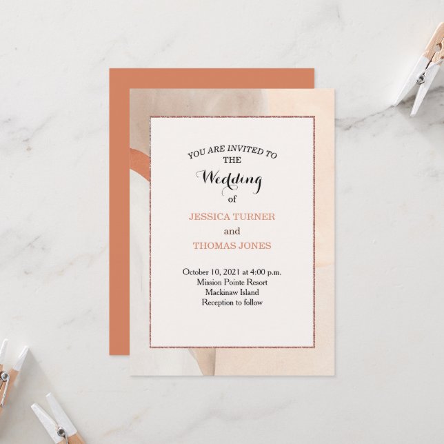 Wabi Sabi Wedding Einladung (Vorderseite/Rückseite Beispiel)