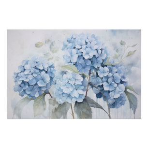 Wabisabi Aesthetic Blue Hydrangea Poster