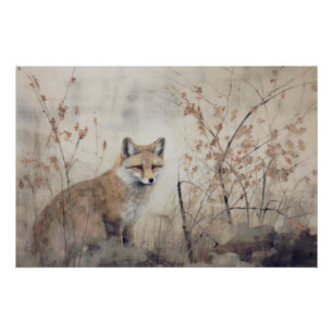 Wabisabi Aesthetic Fox Poster