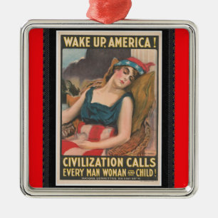Wach auf Amerika Poster Ornament Aus Metall