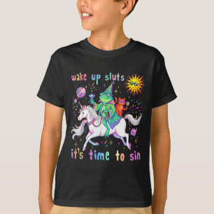 Wach auf Freunde, Zeit zu sündigen, lustiger Frosc T-Shirt