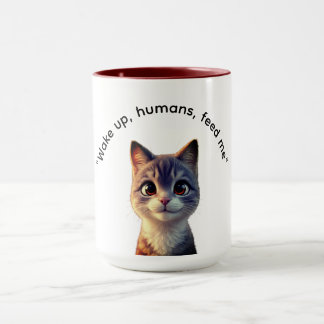 Wach auf Menschen füttere mich Katze Mug Tasse