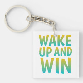 Wach auf und siege Motivations-Typografie Schlüsselanhänger