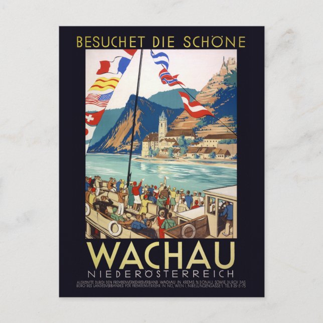 Wachau Austria Vintage Poster 1930 Postkarte (Vorderseite)