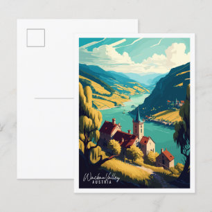 Wachau Valley Austria Vintage Illustration Postkarte