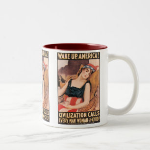 Wachen Sie Amerika auf Zweifarbige Tasse
