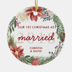 Wachen Sie unsere ersten Weihnachten als Verheirat Keramik Ornament