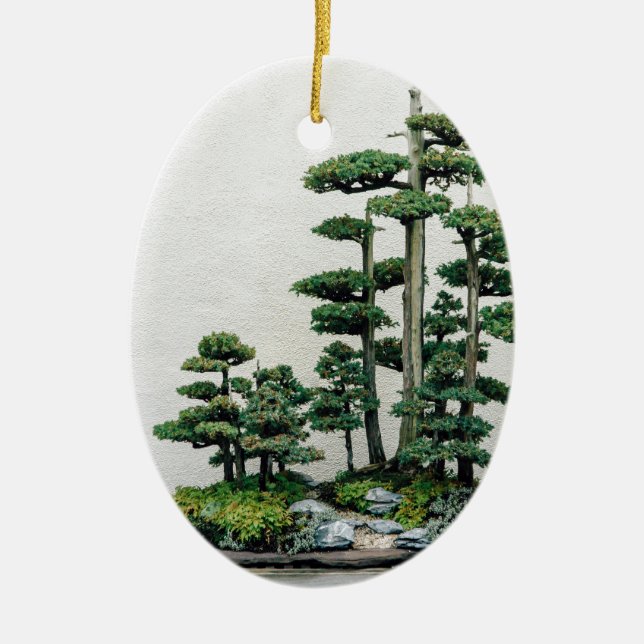 Wacholderbusch-Bonsais-Wald Keramik Ornament (Vorne)