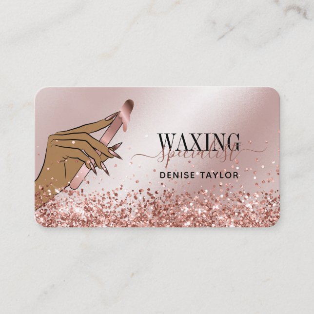 Wachs Rose Gold Frau Handwacherei Techniker Geschä Visitenkarte (Vorderseite)