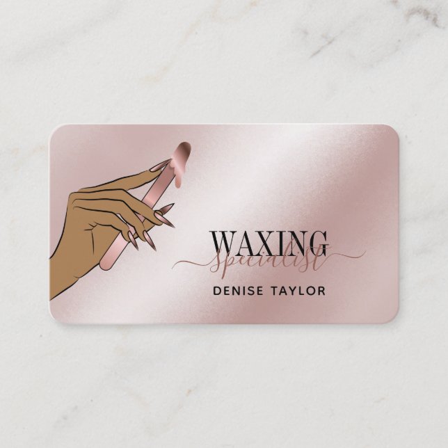 Wachs Rose Gold Frau Handwacherei Techniker Geschä Visitenkarte (Vorderseite)