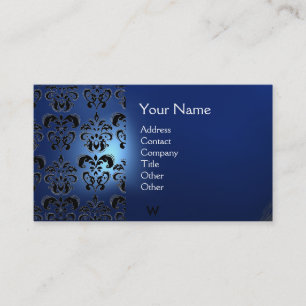 WACHS-SIEGEL DAMAST  MONOGRAMM blau Visitenkarte