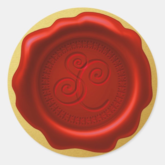 Wachs Siegel des Weihnachtsmanns mit SC Golden Sti Runder Aufkleber (Vorderseite)