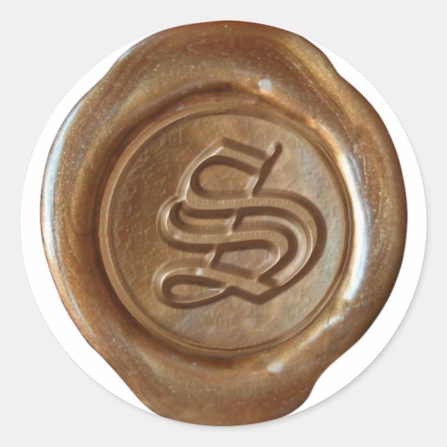 Wachs Siegel Monogram - Copper - Old English S - Runder Aufkleber (Vorderseite)