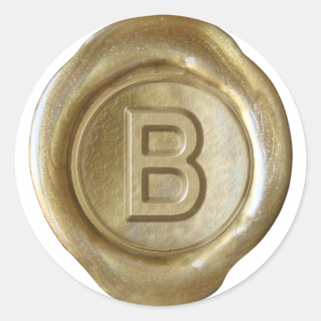 Wachs Siegel Monogram - Gold - Bold B - Runder Aufkleber (Vorderseite)