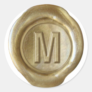 Wachs Siegel Monogram - Gold - Bold M - Runder Aufkleber
