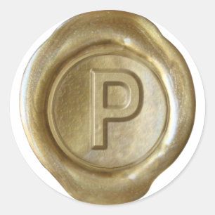 Wachs Siegel Monogram - Gold - Bold P - Runder Aufkleber