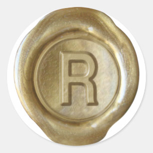 Wachs Siegel Monogram - Gold - Bold R - Runder Aufkleber