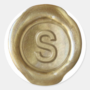Wachs Siegel Monogram - Gold - Bold S - Runder Aufkleber