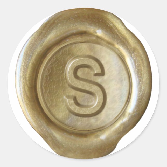 Wachs Siegel Monogram - Gold - Bold S - Runder Aufkleber (Vorderseite)
