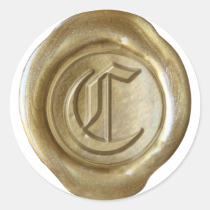 Wachs Siegel Monogram - Gold - Old English - Lette Runder Aufkleber