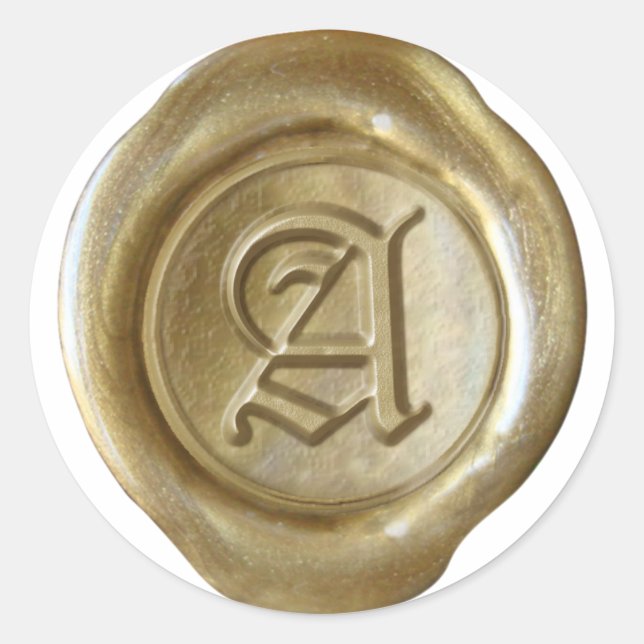 Wachs Siegel Monogram - Gold - Old English - Lette Runder Aufkleber (Vorderseite)