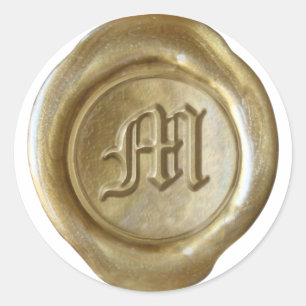 Wachs Siegel Monogram - Gold - Old English - Lette Runder Aufkleber