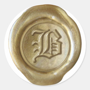Wachs Siegel Monogram - Gold - Old English - Lette Runder Aufkleber