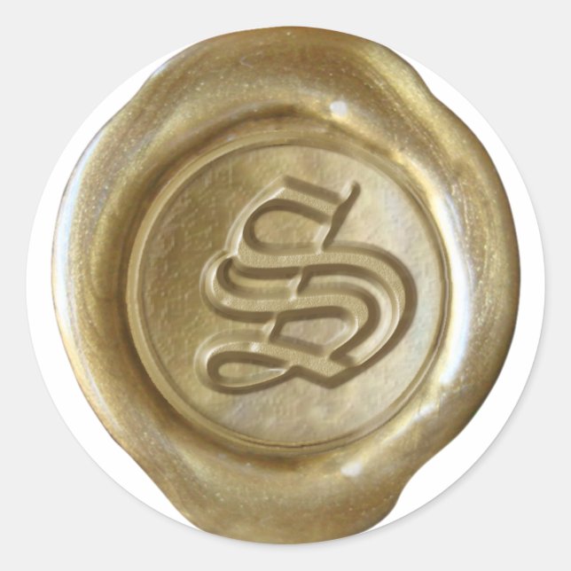 Wachs Siegel Monogram - Gold - Old English - Lette Runder Aufkleber (Vorderseite)