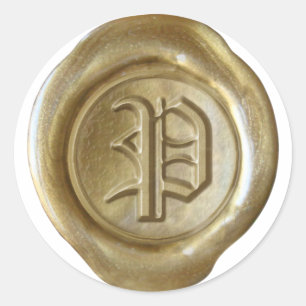 Wachs Siegel Monogram - Gold - Old English - Lette Runder Aufkleber