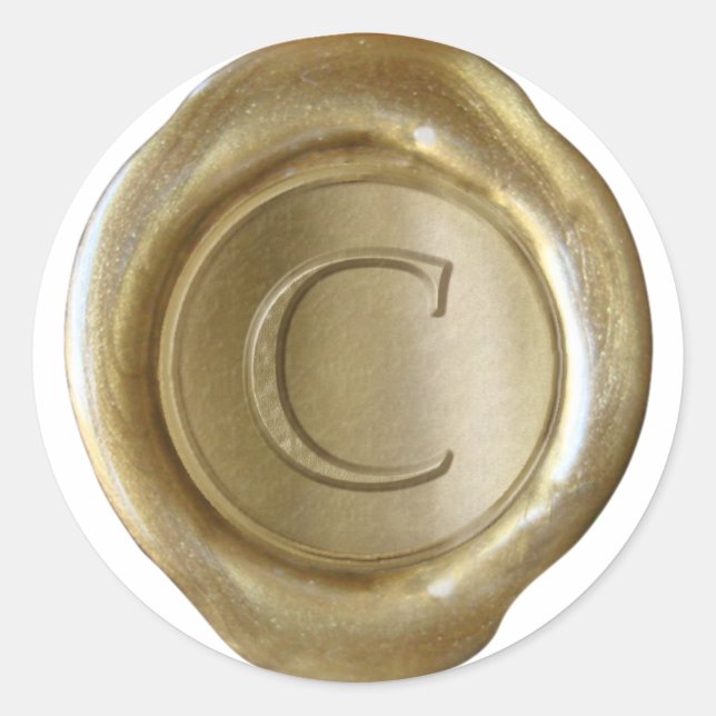 Wachs Siegel Monogram - Gold - Serif C - Runder Aufkleber (Vorderseite)