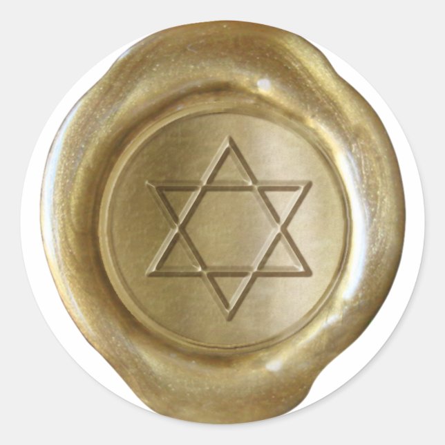 Wachs Siegel Monogram - Gold - Star von David - Runder Aufkleber (Vorderseite)