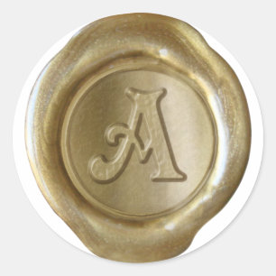 Wachs Siegel Monogram - Gold - Viktorianisch A - Runder Aufkleber