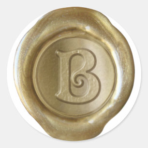 Wachs Siegel Monogram - Gold - Viktorianisch B - Runder Aufkleber