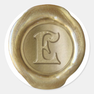 Wachs Siegel Monogram - Gold - Viktorianisch E - Runder Aufkleber
