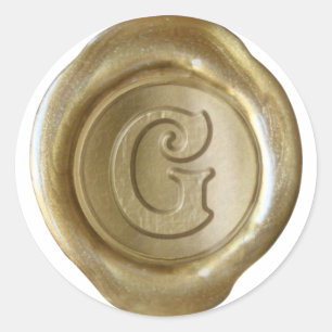 Wachs Siegel Monogram - Gold - Viktorianisch G - Runder Aufkleber