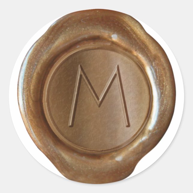 Wachs Siegel Monogram - Kupfer - ModernSlim M - Runder Aufkleber (Vorderseite)