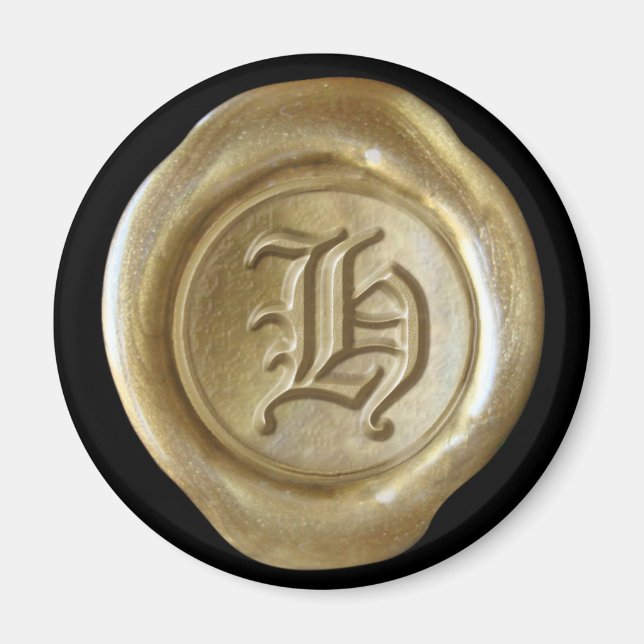 Wachs Siegel Monogram Magnet - Gold - Altes Englis (Vorne)