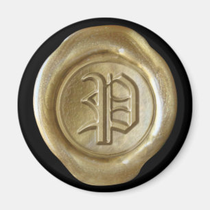 Wachs Siegel Monogram Magnet - Gold - Altes Englis