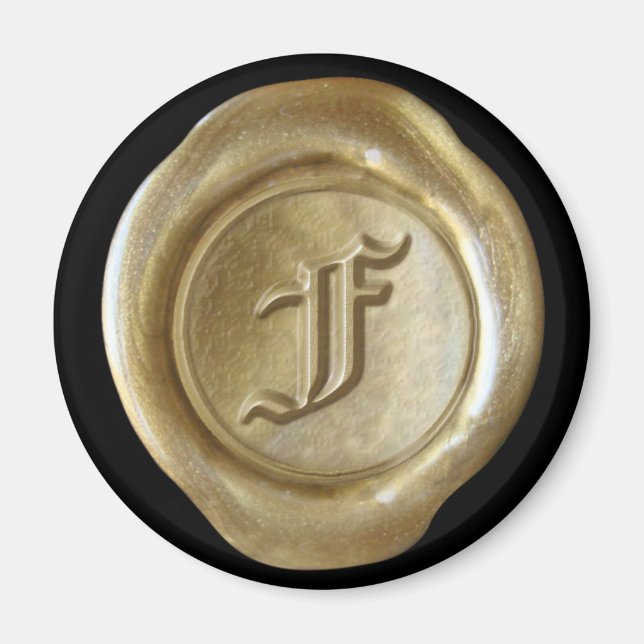 Wachs Siegel Monogram Magnet - Gold - Altes Englis (Vorne)