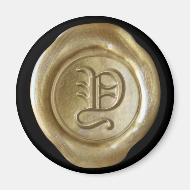 Wachs Siegel Monogram Magnet - Gold - Altes Englis (Vorne)