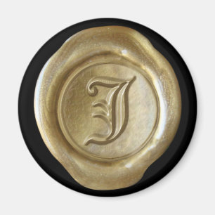 Wachs Siegel Monogram Magnet - Gold - Altes Englis