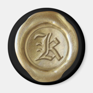 Wachs Siegel Monogram Magnet - Gold - Altes Englis
