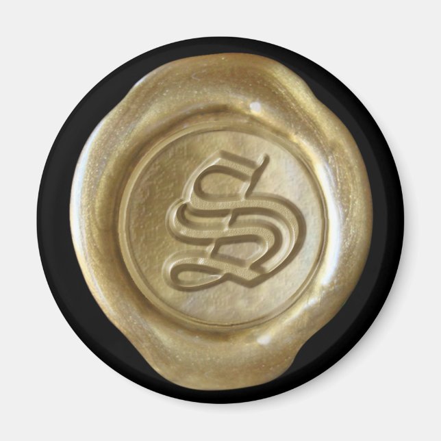 Wachs Siegel Monogram Magnet - Gold - Altes Englis (Vorne)