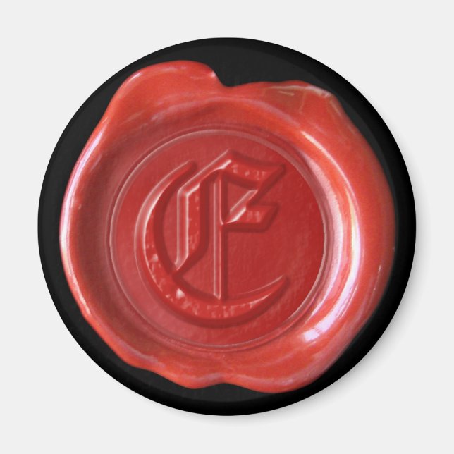 Wachs Siegel Monogram Magnet - Red - Old English - (Vorne)