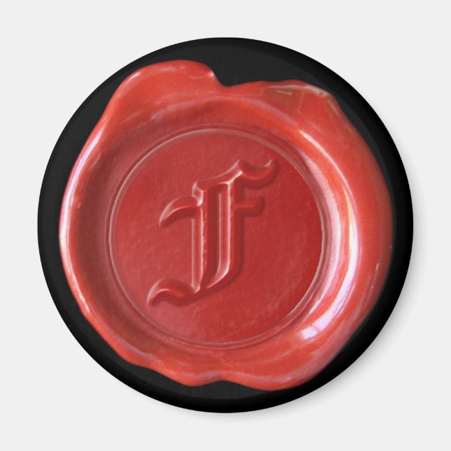 Wachs Siegel Monogram Magnet - Red - Old English - (Vorne)