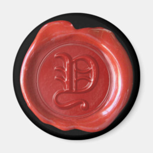 Wachs Siegel Monogram Magnet - Red - Old English -