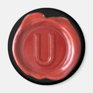Wachs Siegel Monogram Magnet - Rot - Bold Style -